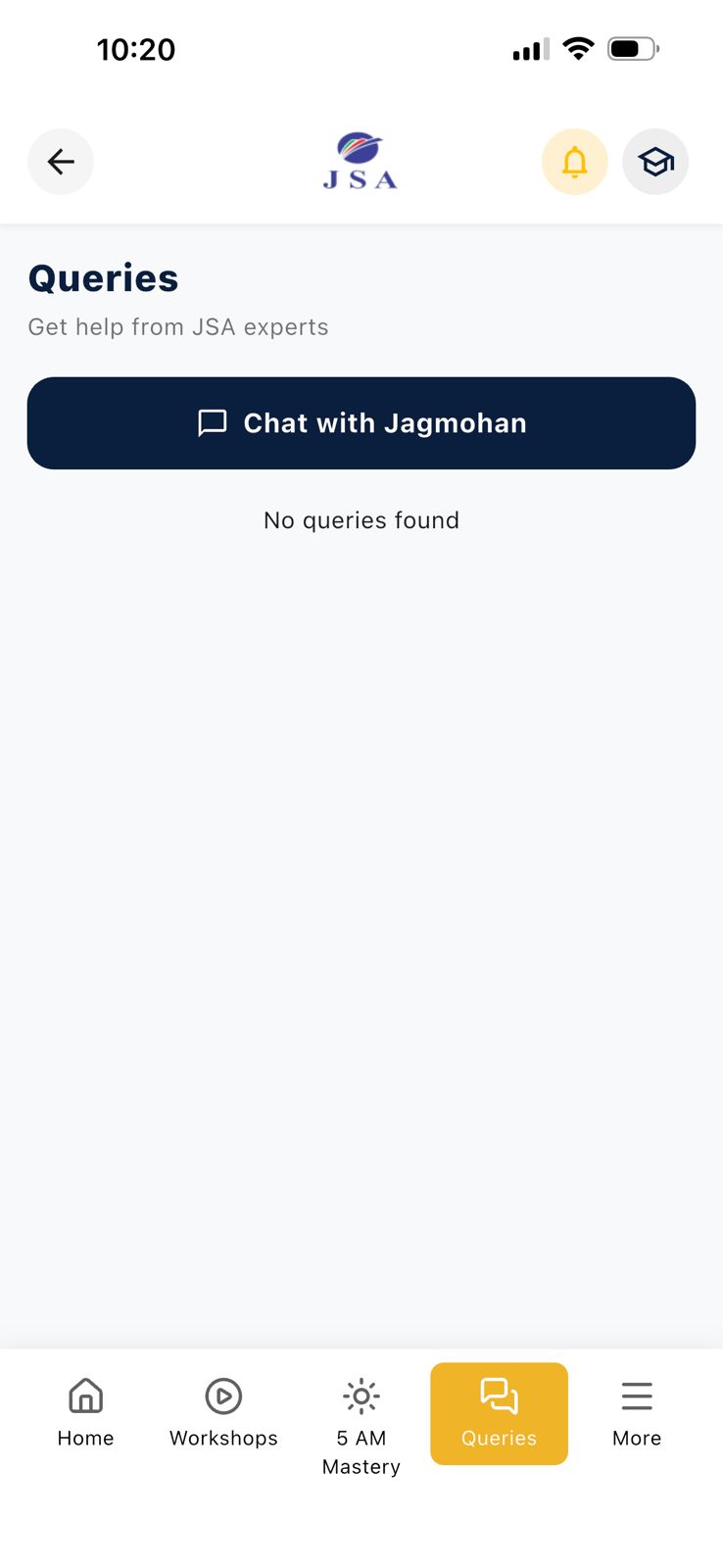 JSA Workshops Screen